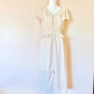 Sienna Sky Cream Pink Floral Smocked Dress.